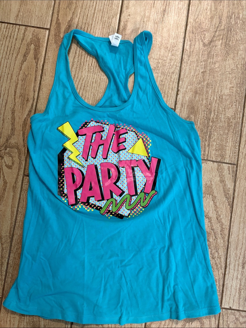 Bright Turquoise Graphic Tank with Bold 'THE PARTY' Print